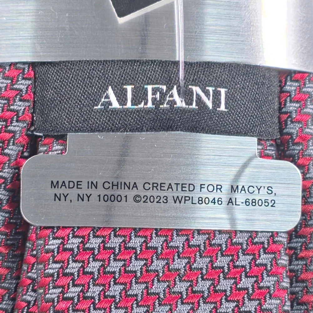 Alfani Mens Tie One Size Grey Textured Acton Mini Micro-Geometric Necktie NWT